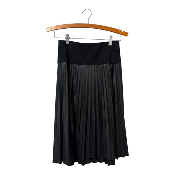 Pietro Brunelli Milano Faux Leather Pleated Skirt XXS Black Knee Length 2XS - Picture 1 of 5